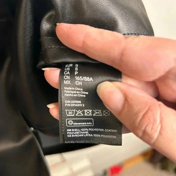 H&M Faux Leather Mini Dress, Short  Sleeves, Belted, SM, Goth Grunge Sexy - Picture 11 of 12